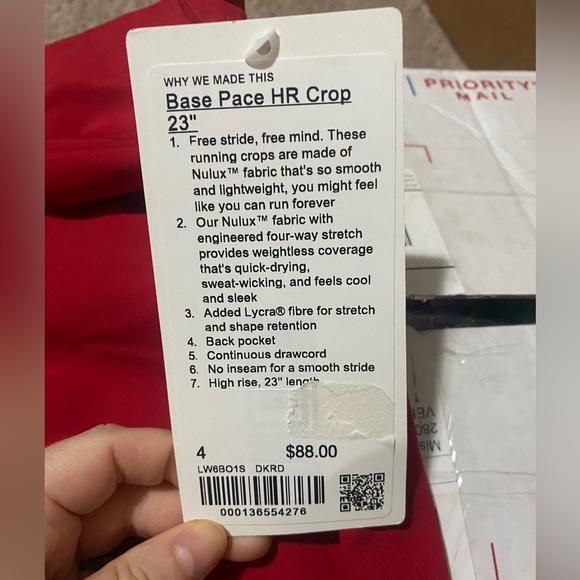 NWT Lululemon Base Pace High-Rise Crop 23" in Dark Red - Picture 6 of 8